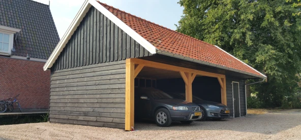 Houten schuur met carport.01