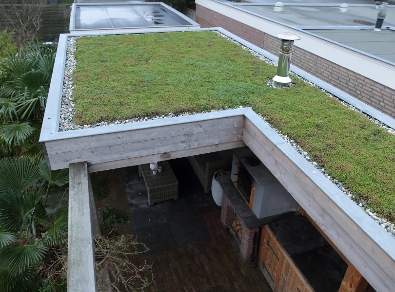 Houten berging met overkapping.03