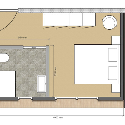Plattegrond aanbouw 600x400cm