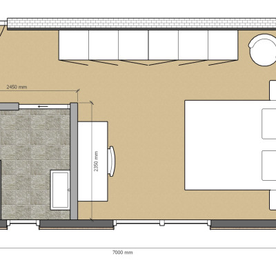 Plattegrond aanbouw 700x400cm